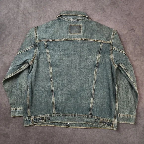 Levis Relaxed Fit Denim‎ Trucker Jacket Mens Large Blue Jean Cotton Casual - Picture 2 of 14